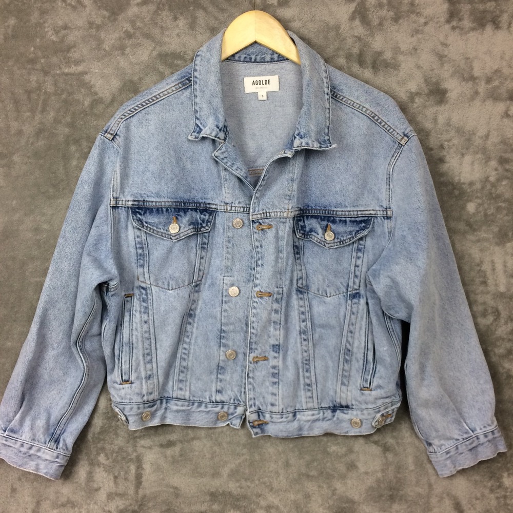 AGOLDE Jacket Womens S Blue Charli Denim Jean Trucker Coat Oversized Light Wash